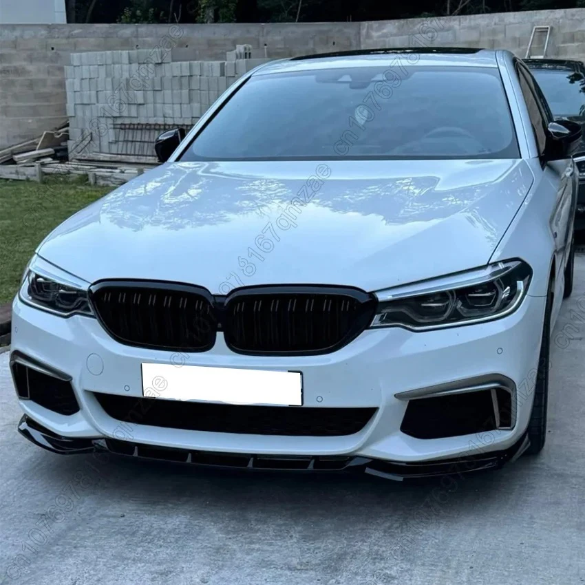 BMW 5 G30 G31 525i 530i 530d 540i M 2017-2020 자동차 앞 범퍼 립 턱 보호대 디퓨저 커버 디플렉터 바디 키트 글로스 블랙 썸네일 3