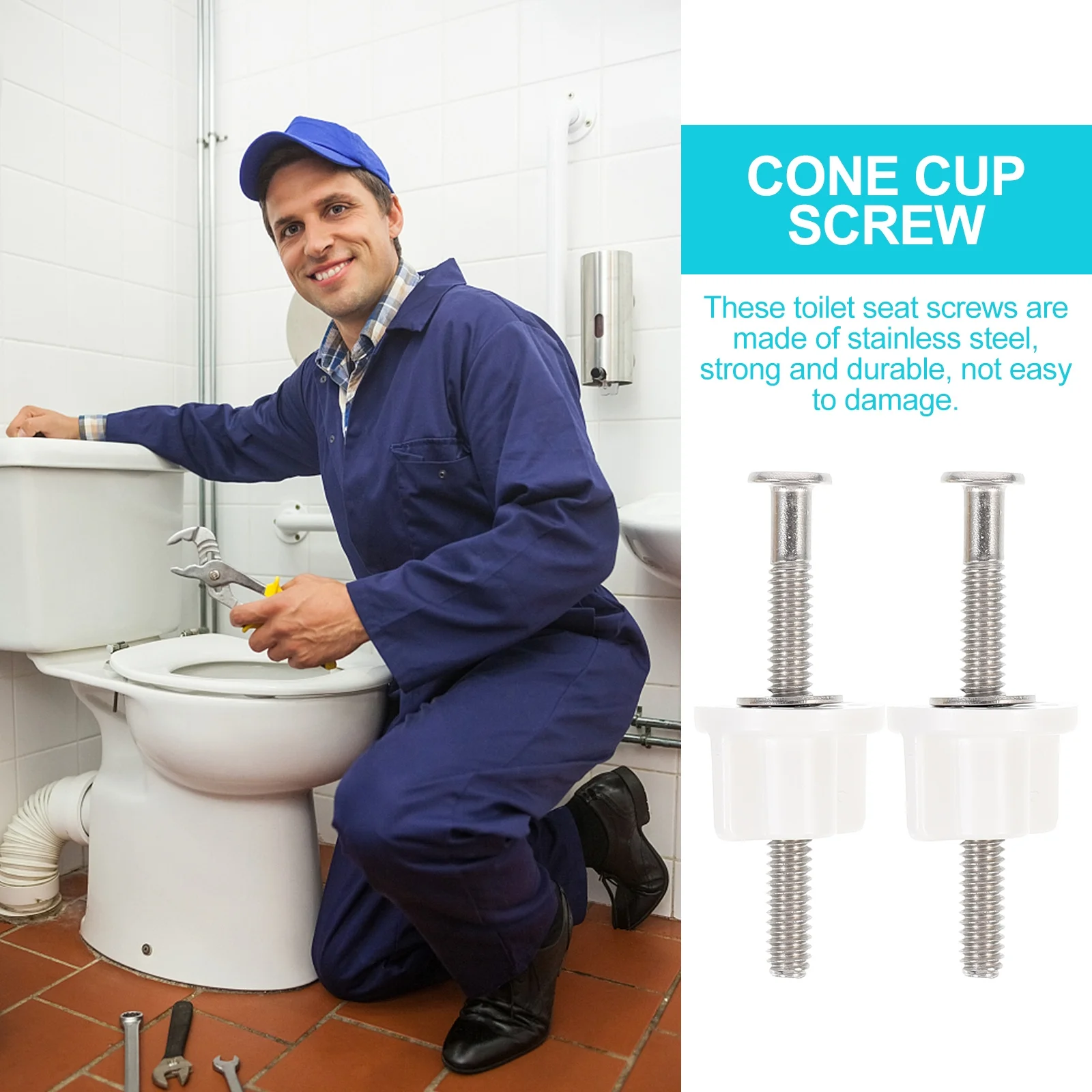 مقعد المرحاض المفصلي البراغي 1 مجموعة سطح أملس صلابة ممتازة الحمام المنزلي تصاعد مسامير غطاء المرحاض البراغي