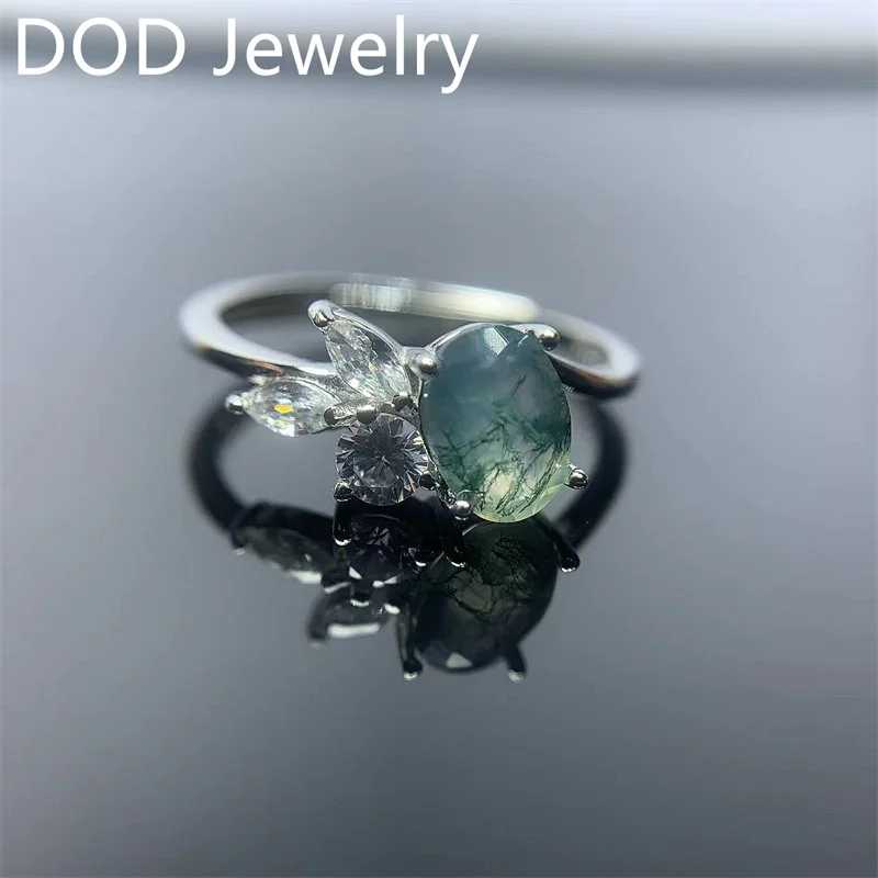 Natural Moss Agate Ladies Gemstone Ring Solid 925 Sterling Silver Wedding Engagement Bride Unique Gift Fine Jewelry