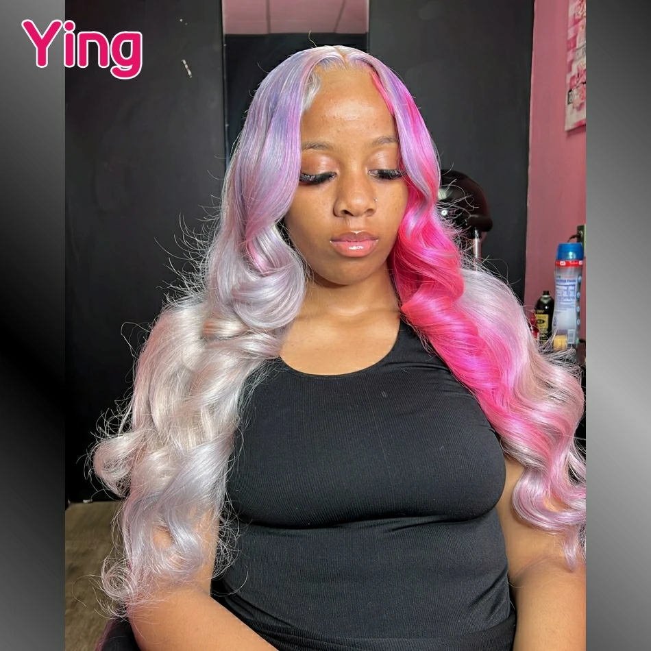 

Ying 200% Omber Pink Purple Colored 13x6 Lace Front Wig Pre Plucked Body Wave Human Hair Wigs Peruvian Remy Hair For Black Women