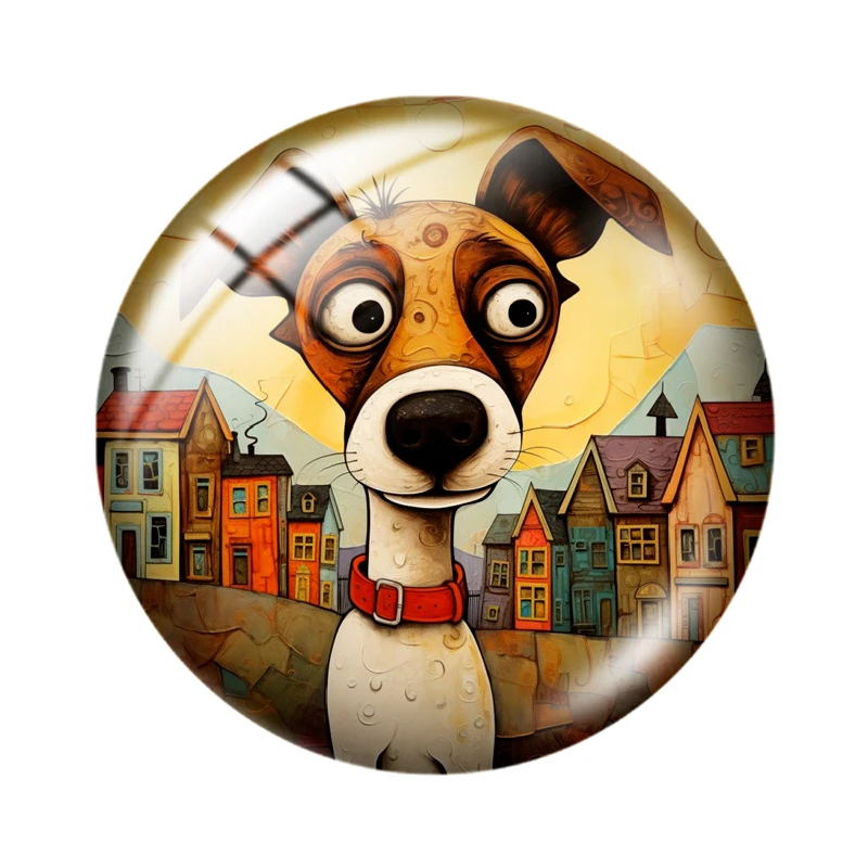 Dog Naive Art 10PCS 12mm/18mm/20mm/25mm Round photo glass cabochon demo flat back Making findings bracelets