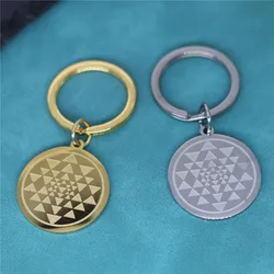 Stainless Steel Sri Yantra Symbol Pendant Stainless Steel Keychain For Men Women Buddhism Amulet Jewelry Gift