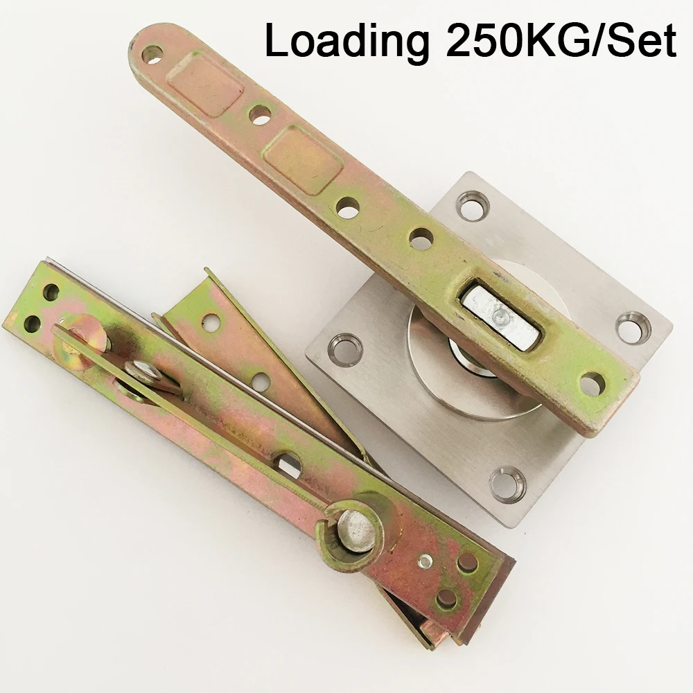 1Set Metal Heavy Door Pivot Hinges 360° Rotary Invisible Hidden Door Hinges Door Shaft Install Up and Down Loading 250KG/Set