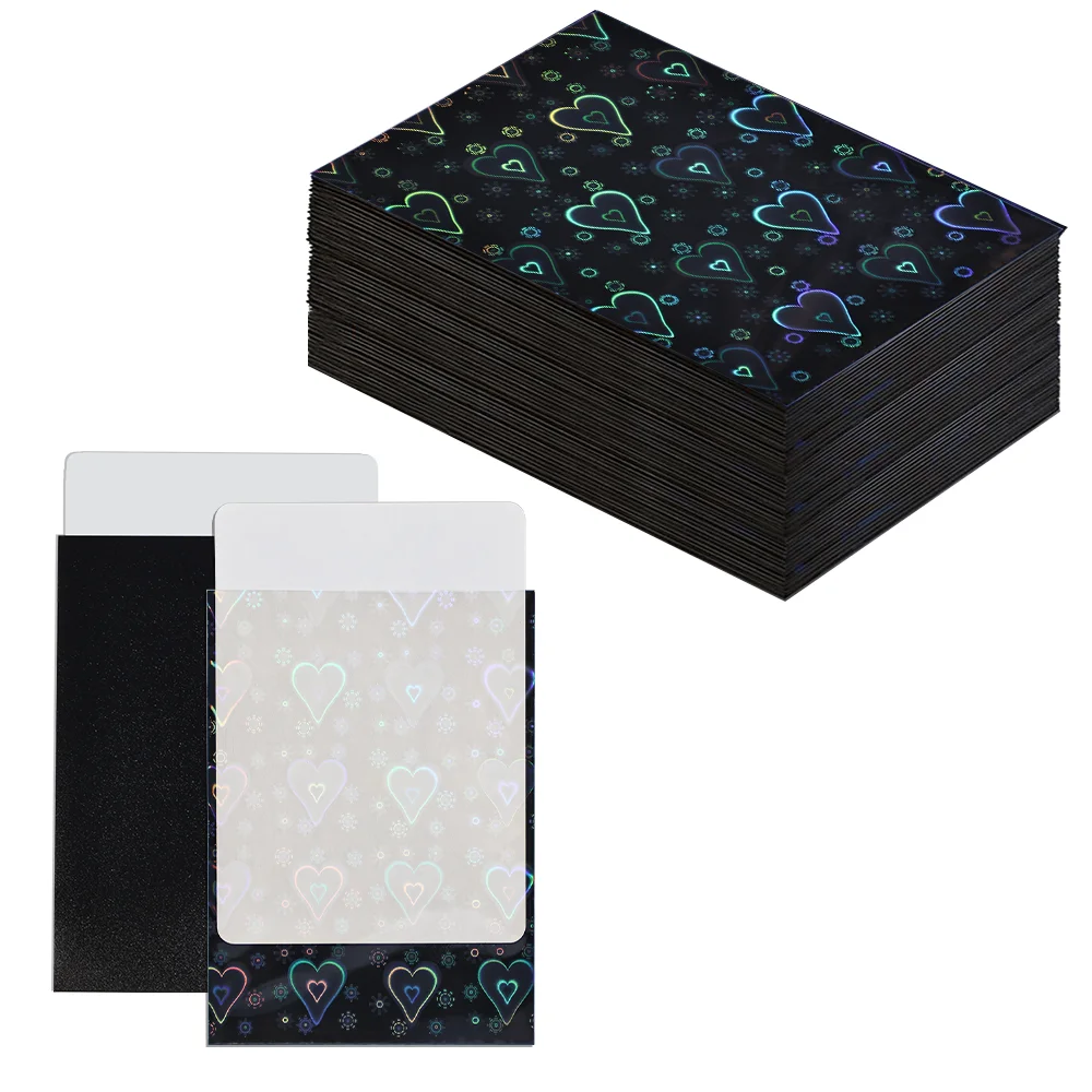 60 Stück holografische herzförmige Kartenhüllen, Standardgröße 66 x 91 mm, für TCG/MTG-Spielkarten, Idol-Foto-Sportkarten, zum Schutz von Karten – Detail 5