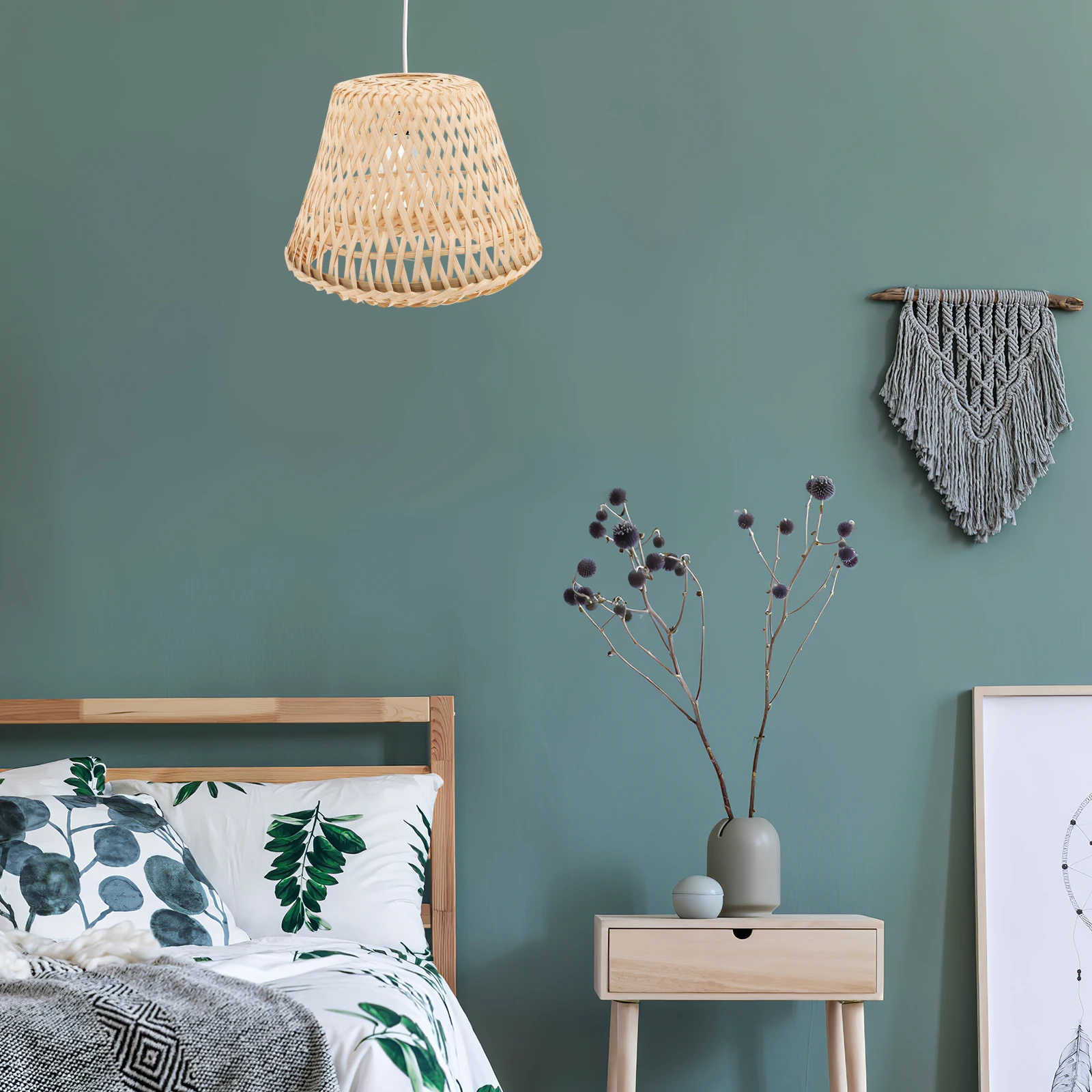 

Bamboo Lantern Desk Tropical Lampshade Bulb Barrel Shades Ceiling Fan Mini Chandelier Small Lampshades Retro Light Cover Home