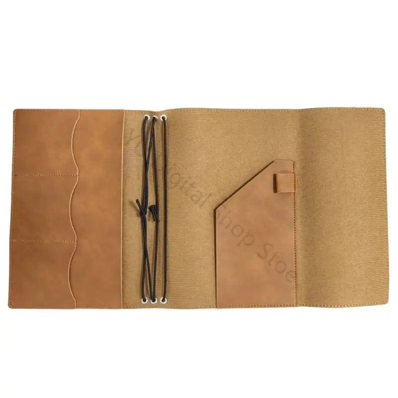 96BA PU Notebook Cover with Elastic Cords for Removable Inserts, Multiple Interior Sleeves, Integrated Pen Loop