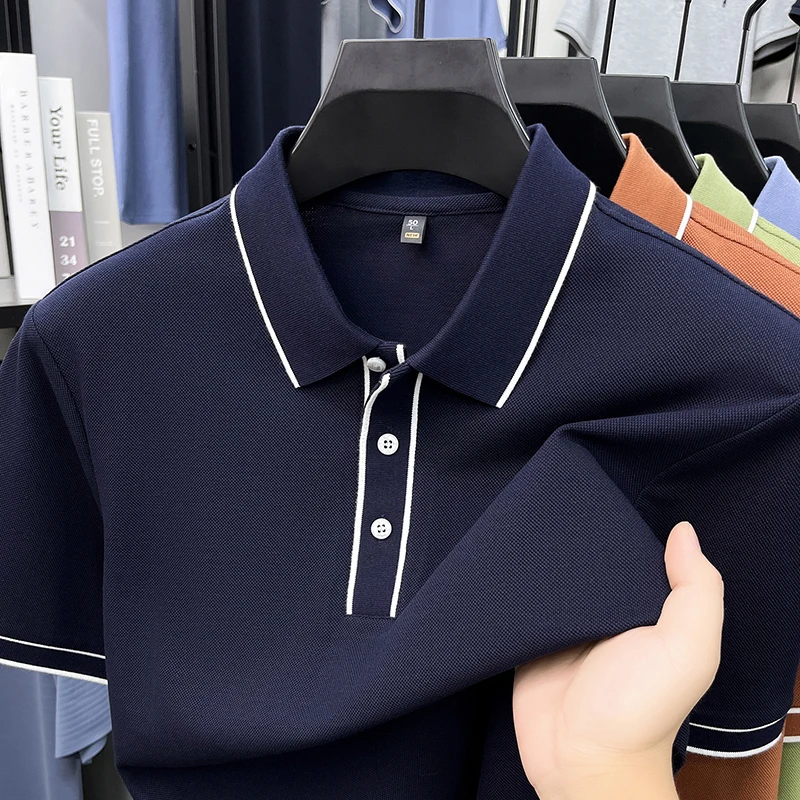 100% pure cotton high-end short sleeve polo shirt men fashion soft skin friendly breathable summer new casual business T-shirt