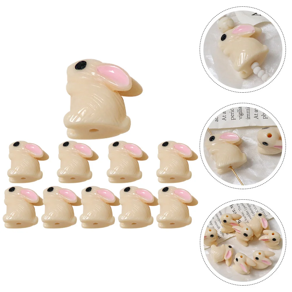 

10 шт. подвесок-кроликов из смолы, бусины для рукоделия, аксессуары для изготовления украшений: серег, ожерелий, браслетов, бусины-кролики для серег