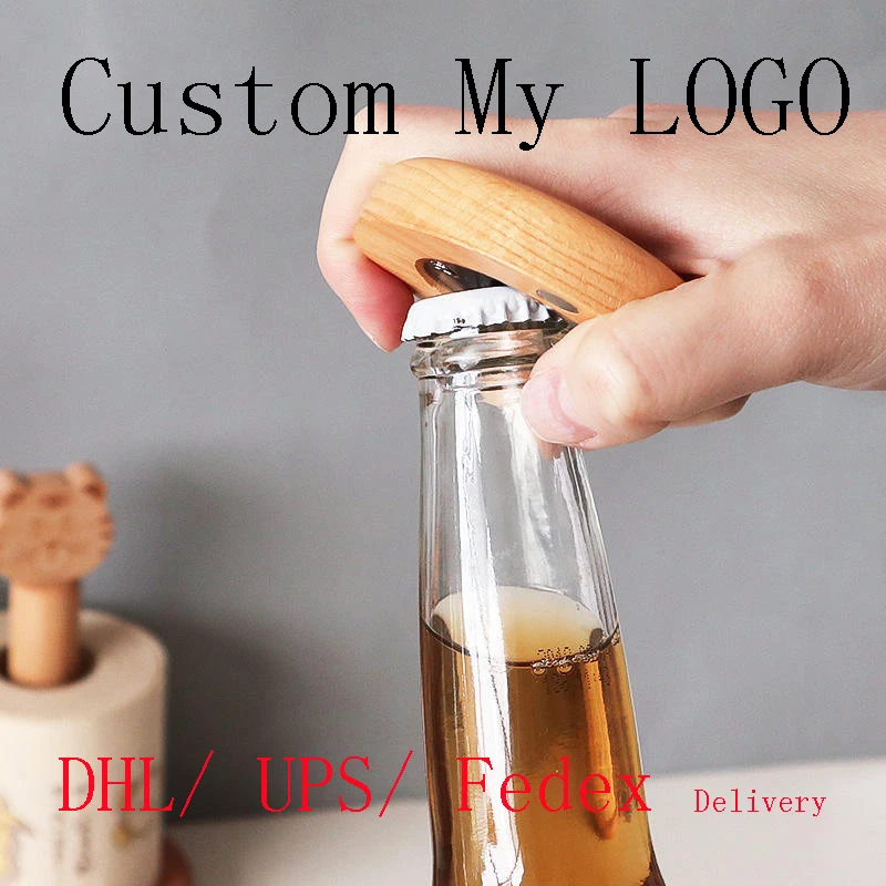 

Fast Delivery Custom LOGO Bottle Beer Opener Party Favor Souvenirs Wooden Fridge Wine Opener