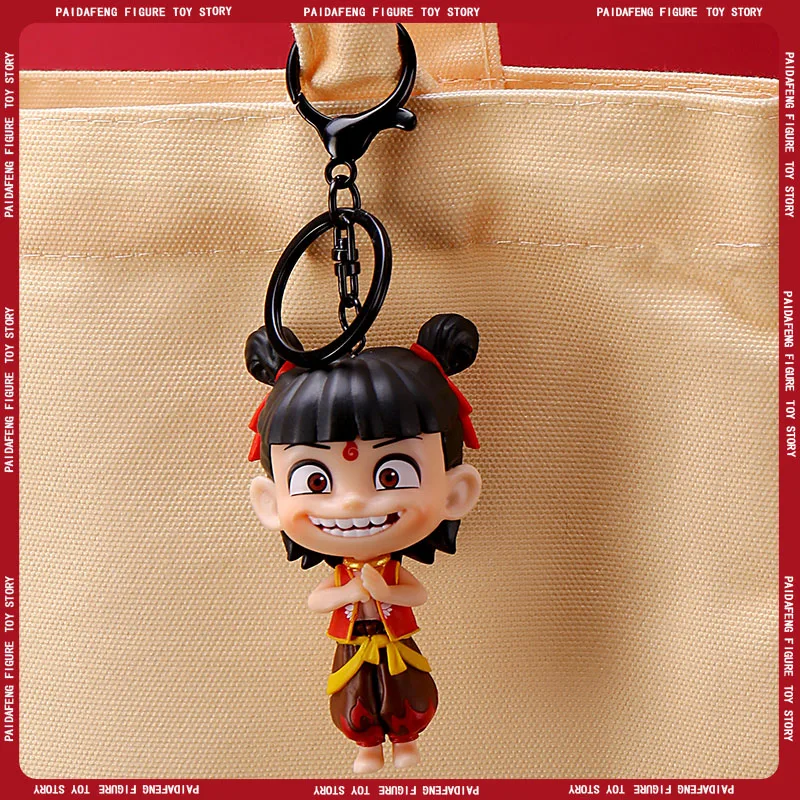 Miniso Anime Nezha2 Peripherals Nezha Figure Aobing Figurine Key Chain Pendant Collectible Doll Bag Decoration Kid Birthday Gift