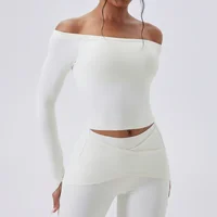 Slash Neck Long Sleeve Yoga Shirts Women Crop Top Breathable Quick Dry Sport T-shirt Female Gym Workout Top Fitness Clothing New - Image 4