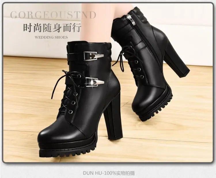 2022 new Ankle Boots Women Platform High Heels Female Side zipper Short Boot Casual Ladies velvet warm Rhinestone Botas Mujer