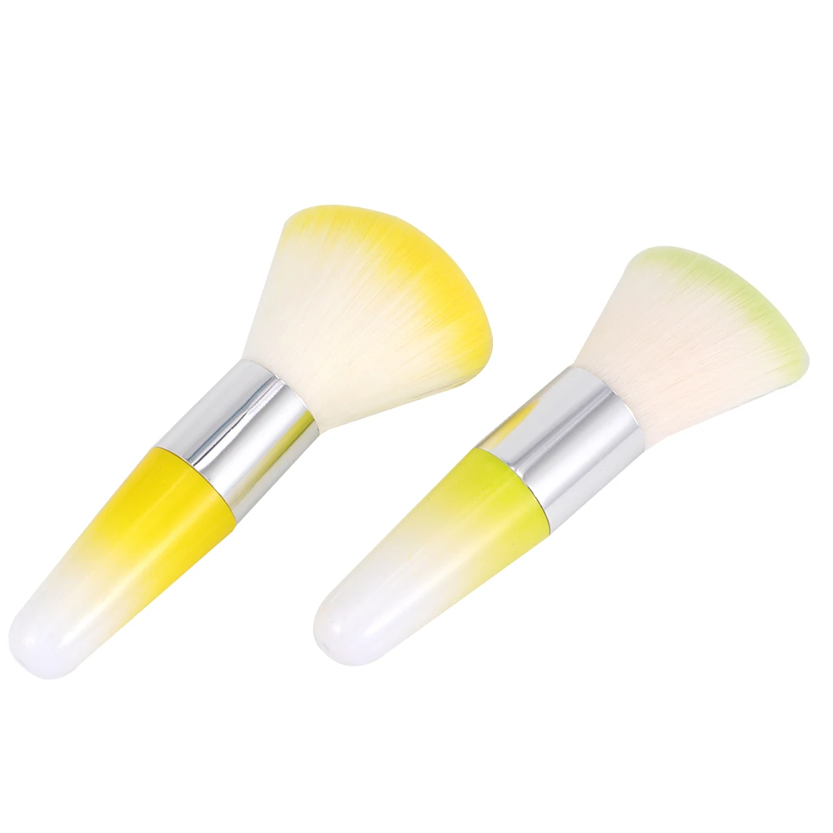 

2pcs Nail Art Dust Brush Multifunctional Powder Makeup Brush For Manicure Cleaning Diy Tool Set Yellow Green