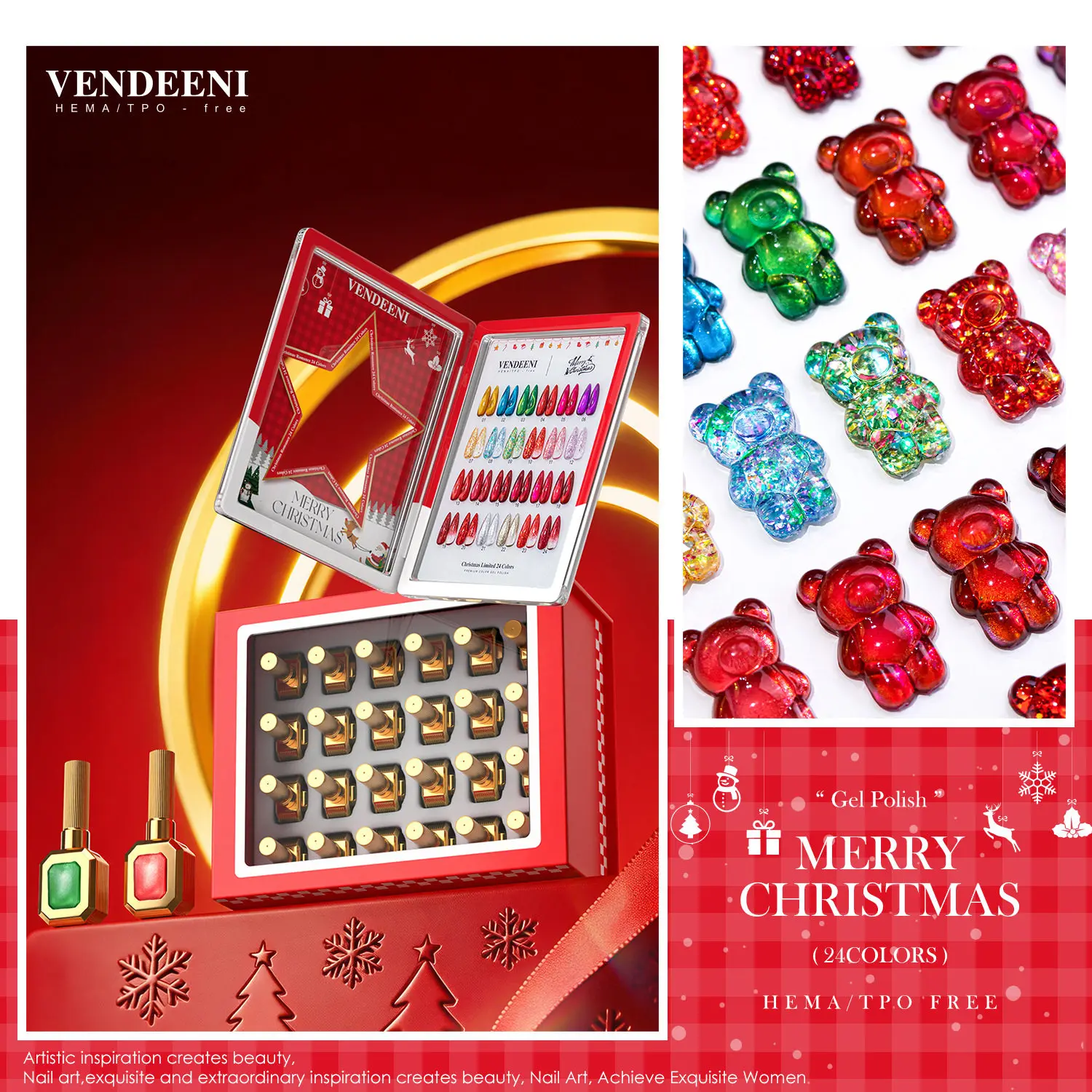 VENDEENI 2026 New 24 Colors Cat Eye Flash Nail Gel Set High Quality Long Lasting Non-toxic UV Gel for Nail Salon DIY Wholesale