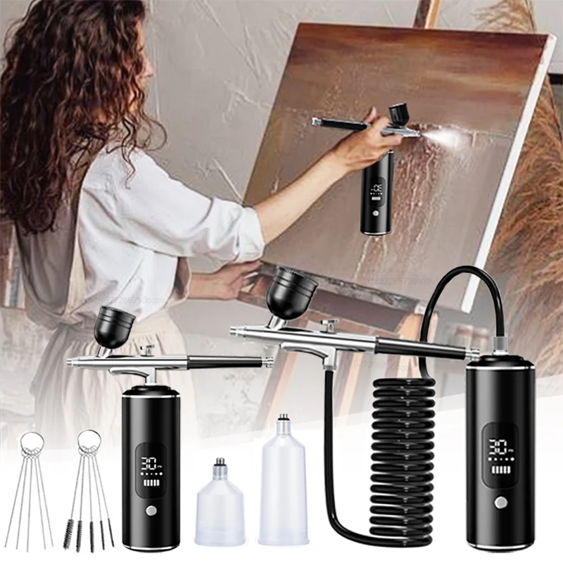 Airbrush with Compressor Airbrush Painting Mini Spray Gun for Painting Wireless Portable Paint Gun Airbrush Kit with Compressor
