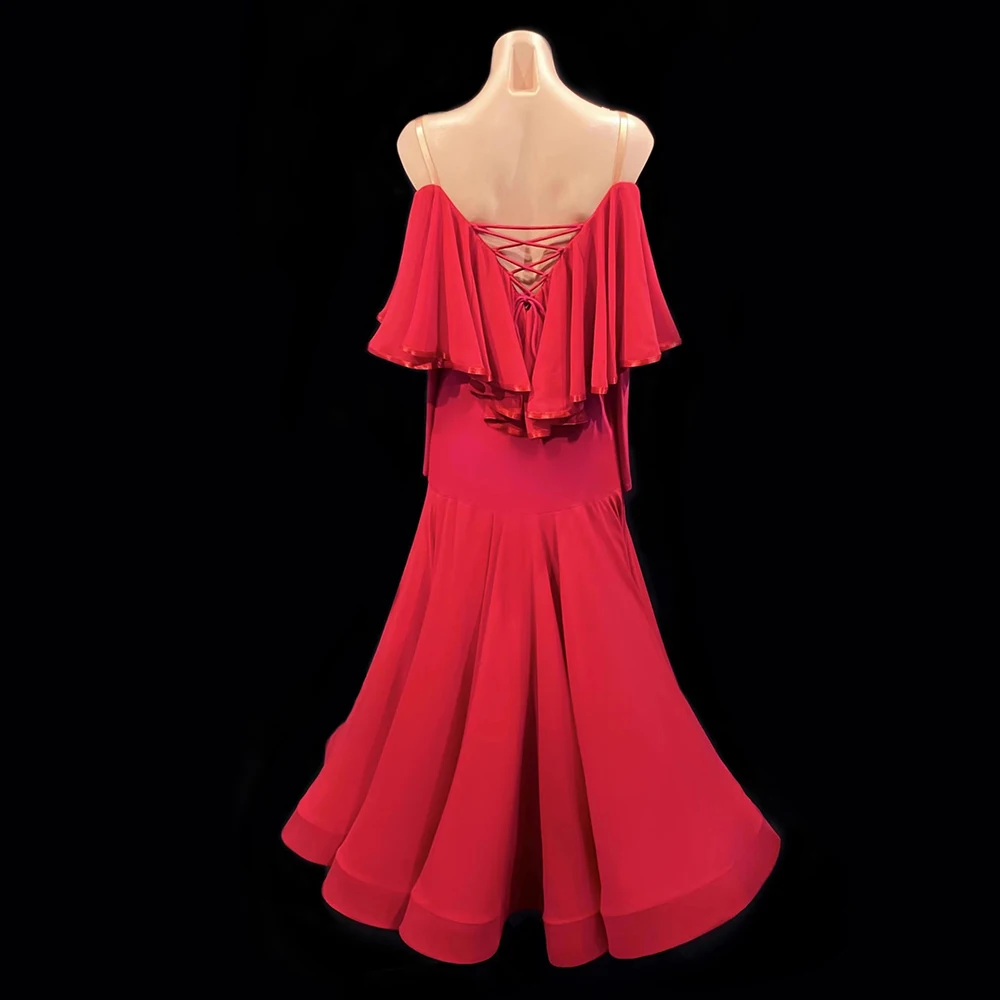 Custom High-end Red Ballroom Dance Competition Dress 2023 New Elegant Women Party Modern Tango Costumes Standrad Waltz Clothes