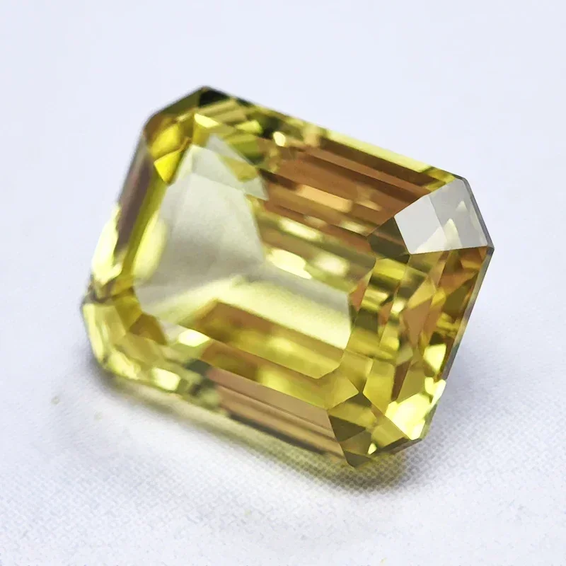 Top Lab Grown Sapphire Emerald Cut Yellow Color VVS1 Gemstone Charms DIY for Jewelry Making Materials Selectable AGL Certificate