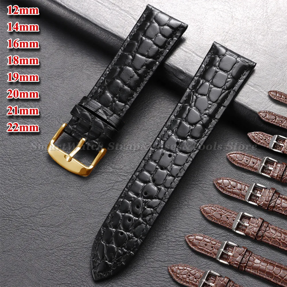 

18mm 20mm 22mm Crocodile Pattern Design Leather Watch Strap 12/14/16/19/21mm Soft Watchbands Casual Business Wristwatch Band