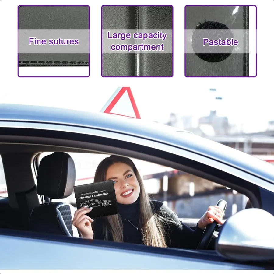 ที่เก็บเอกสารทะเบียนรถและประกันภัย 4 ชิ้น สำหรับใส่ในกล่องเก็บของในรถยนต์ พร้อมฝาปิด สำหรับเก็บใบขับขี่และเอกสารสำคัญอื่นๆ