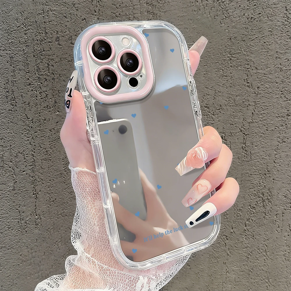Einfache Stern-Polka-Dots Air-Cushion-Spiegel-Handyhülle für iPhone 17 15 14 16 Pro Max 13 12 11 Pro XR XS 7 8 Plus 17Air Girl Cover – Detail 36