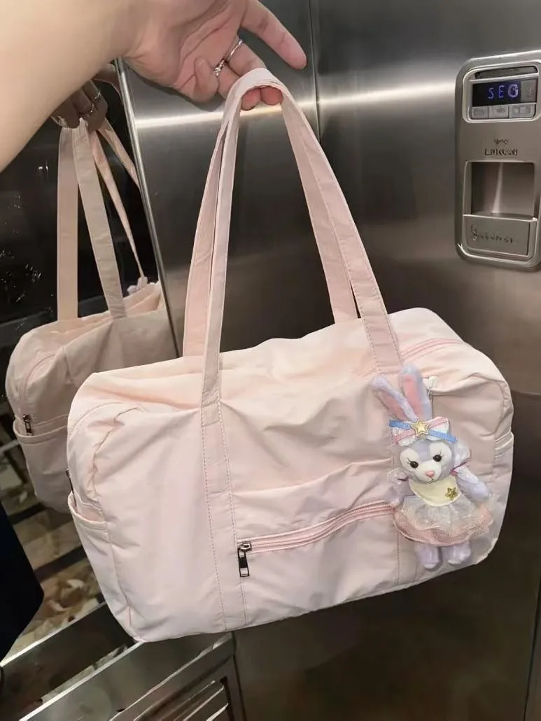 Women Lightweight Nylon Duffle Tote Bag Large Capacity Handbag Multi Pocket Travel Gym Shoulder Bag Casual Weekend Overnight Bag