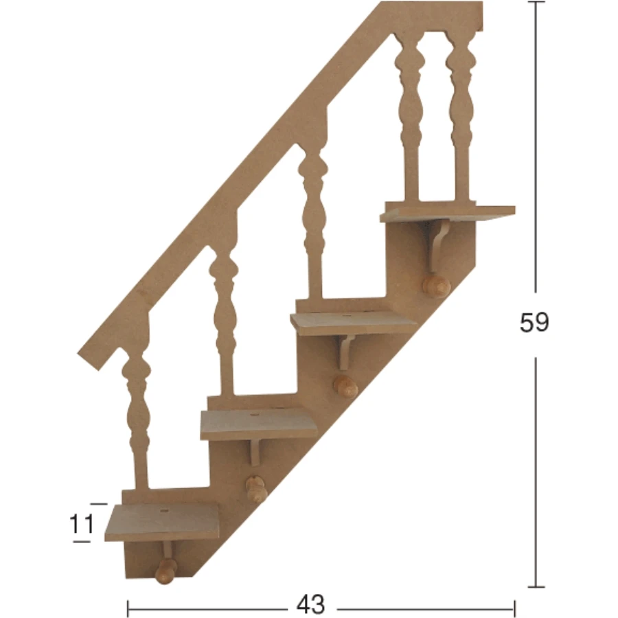 L217 Ladder Rack, Decorative Raw Wood Mdf Wall Rack