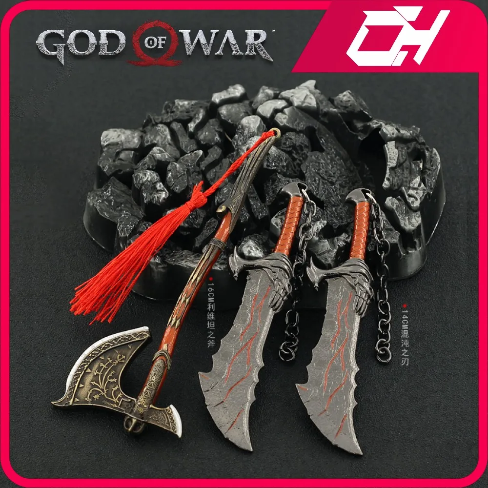 God of War Kratos The Leviathan Axe Game, mesurost of Sparta, Anime Game, Peripheral Katana Keychain, Weapon Model Toys