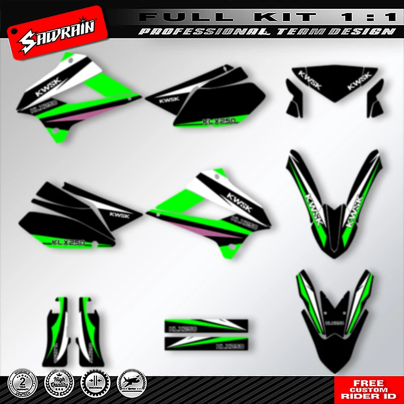 Sawrain Motorcycle Graphics Decal Stickers Kits For KAWASAKI KLX250 2008 2009 2010 2011-2021 004