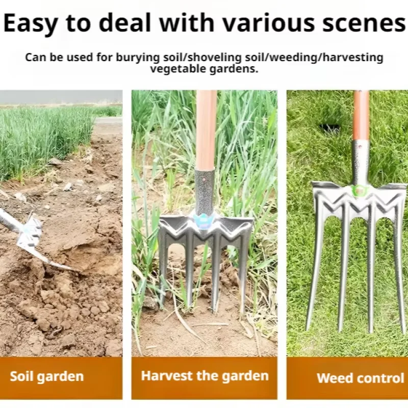 1 szt. Wytrzymały widelec do gleby ze stali manganowej, narzędzie ręczne do uprawy rolniczej, do efektywnego spulchniania gleby ogrodowej i usuwania chwastów.