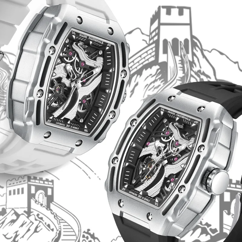 men watch skeletonized engraved floating luminous three-dimensional Great Wall automatic mechanical watch