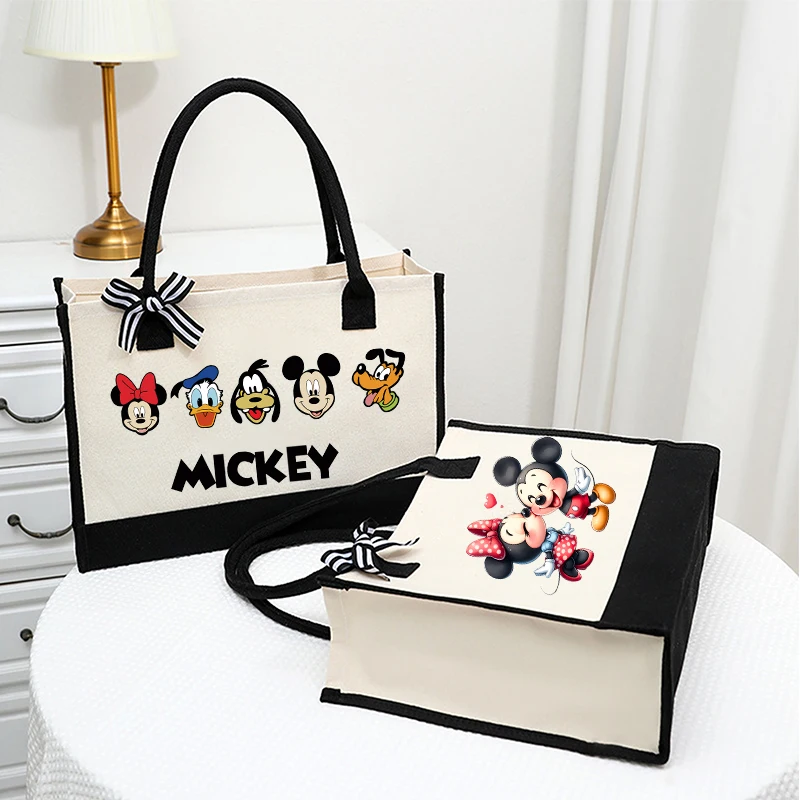 

Mickey Mouse Minnie Mouse Women Shoulder Bags Disney Cartoon Anime Tote Bag Girl Fashion Large Capacity Handbag Cute Storage Bag