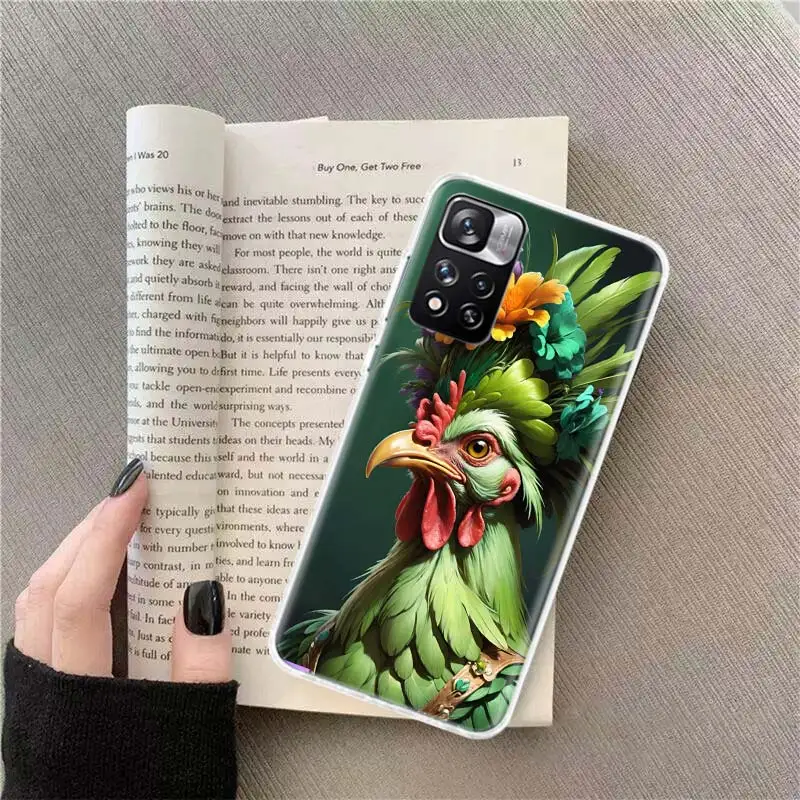 Noble Flower Hat Flower Chicken Phone Case For Xiaomi Redmi Note 12 Plus 12S 10 11 Pro 4G 5G 9T 9S 8T 10S 11T 11S 11E 9 8 7 6 5