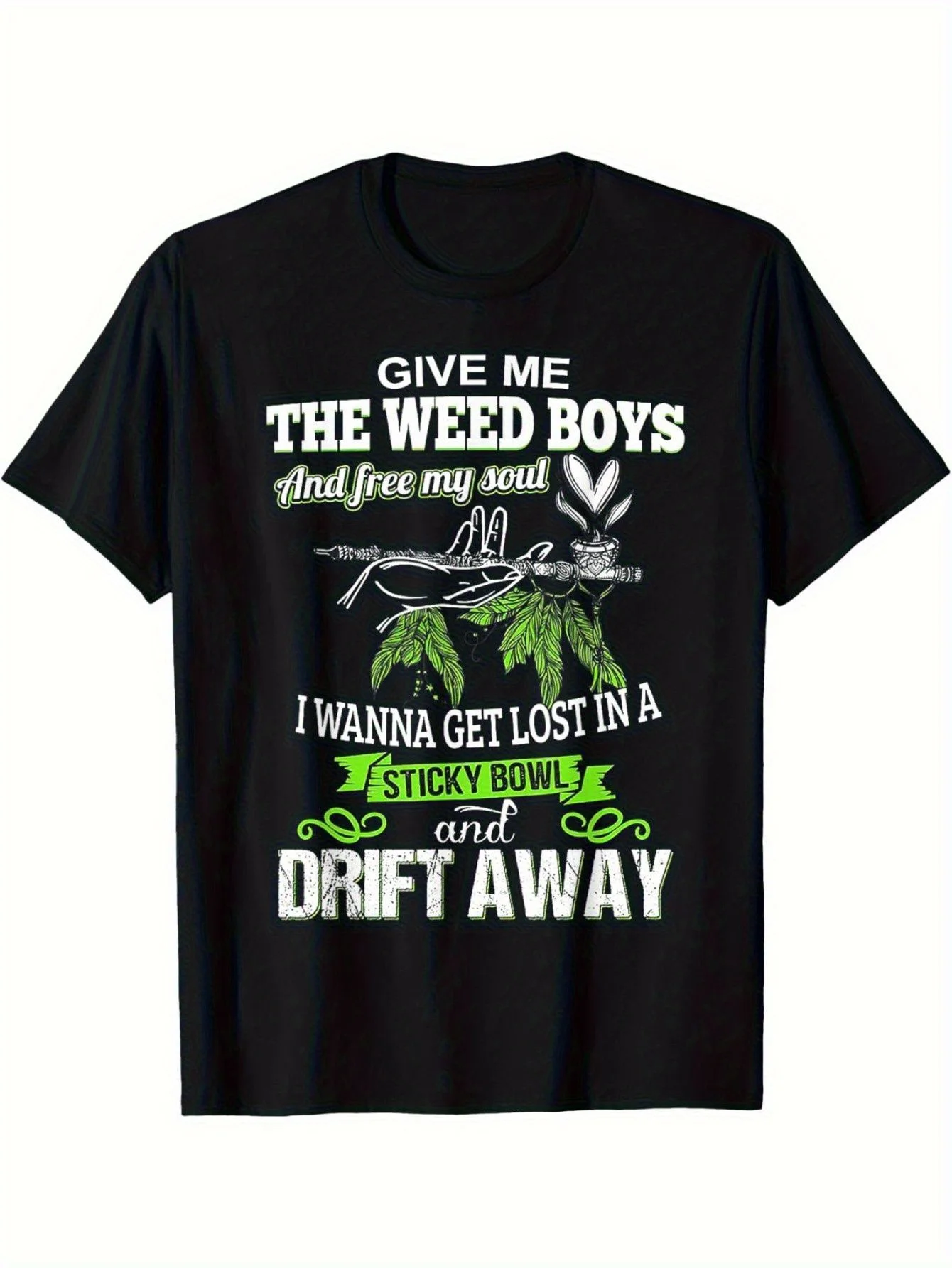 Dive Me A Handful of Weed To Set My Soul Free Camiseta, Camiseta estampada de manga corta con cuello redondo de algodón para hombre, informal negro