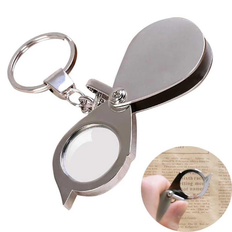 

Foldable Pocket Magnifier with Keychain Optical Glass Loupe 15X Portable Magnifying for Reading Map Appreciation Antique Jewelry