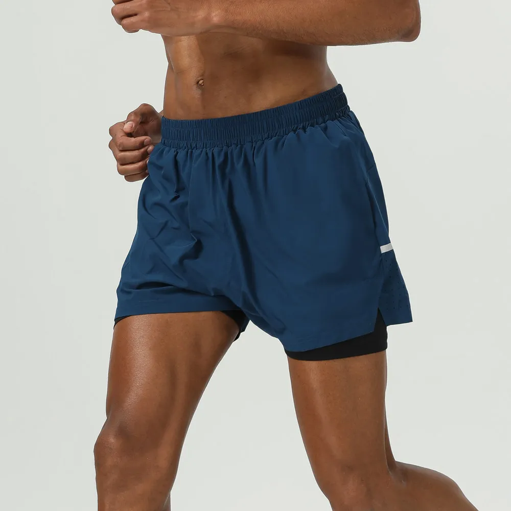 Men's Three Quarter Running Shorts With Back Phone Pocket Breathable Lightweight Quick-dry Marathon Fitness Training Male Short