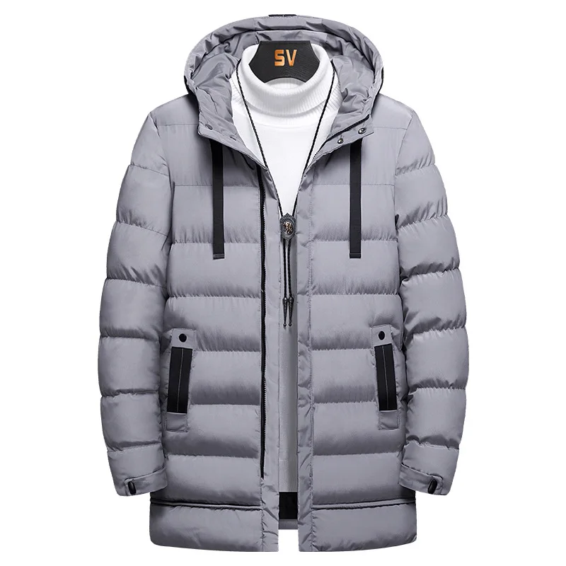 Padded clothes autumn and winter new thickened warm hooded medium and long versatile knee high-end padded jacket men