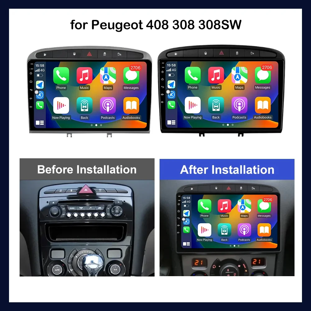 Car For Peugeot RCZ 308 SW 2007-2015 408 2012-2020 Video Player sistema intelligente Android autoradio lettore multimediale Audi