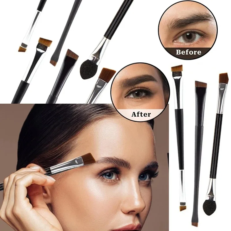 Brosse à sourcils professionnelle, Eyeliner, lame plate coudée Ultra fine, pinceaux de maquillage pour Contour des sourcils, outils de maquillage à Double tête