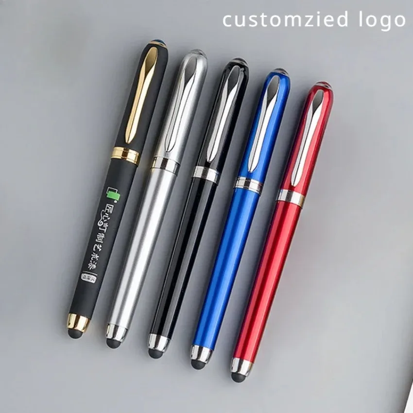 100pcs Free Customized Logo Gel Pen with Stylus Signature Writing Touch Screen Business Multi Function Pen