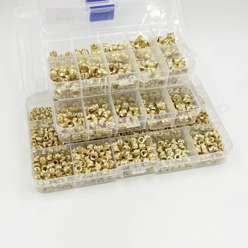 Imagen 2 del producto Juego de tuercas de inserción M2 M2.5 M3 M4 M5 M6, tuerca moleteada de latón termofusible, rosca de moldeo por calor, doble sarga, incrustación de inyección, tuerca de cobre 3D