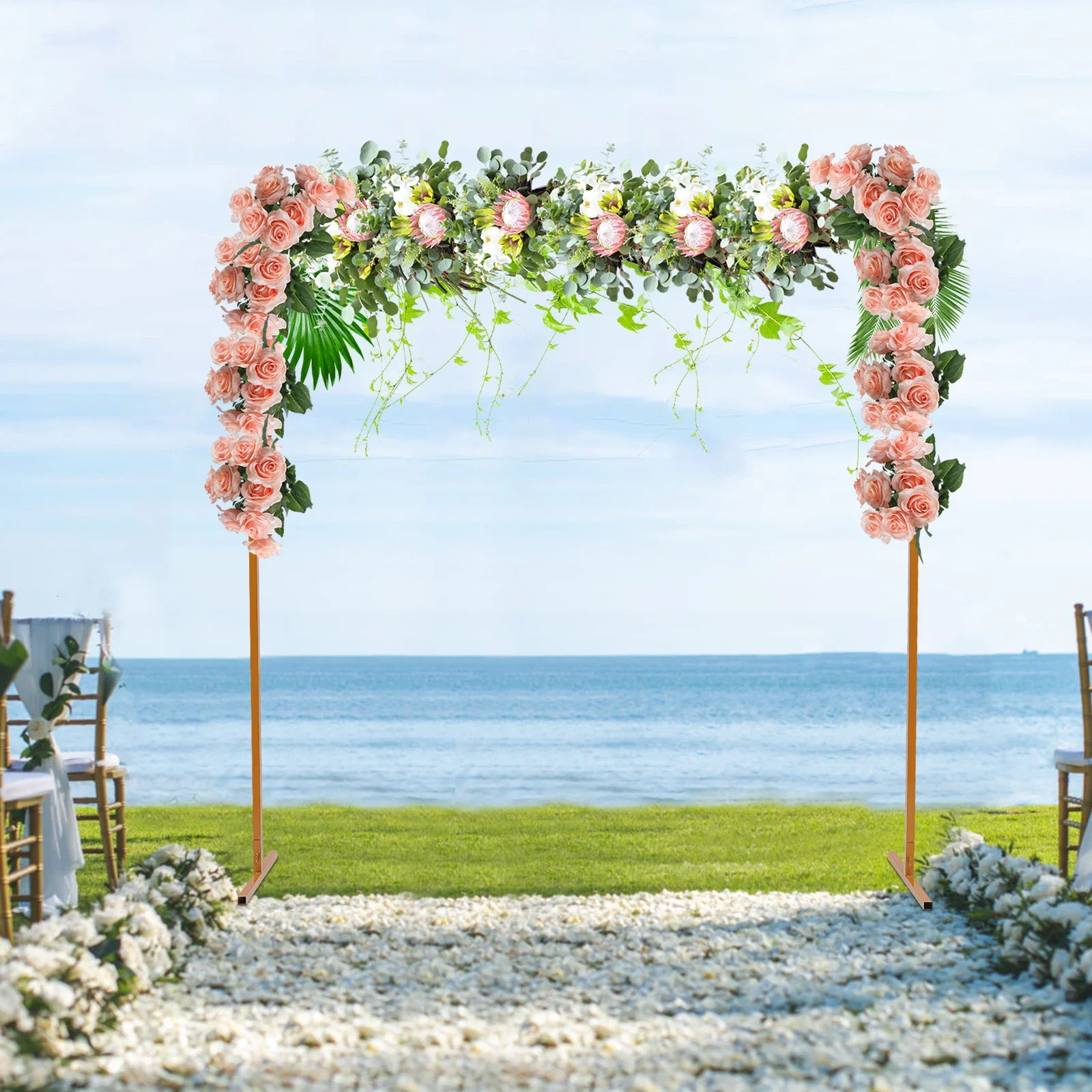 

2x2 Meter Wedding Arch Yellow/White Square Tube Wedding Stand for Indoor Outdoor Events