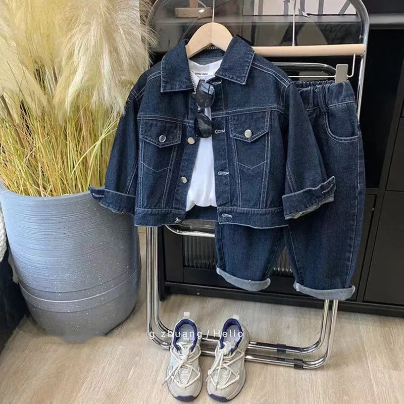 Kids Boys Denim Suit Spring Autumn Children's Casual Jacket Jeans Pants 2pcs/Set Toddler Fashion Clothing Tracksuits