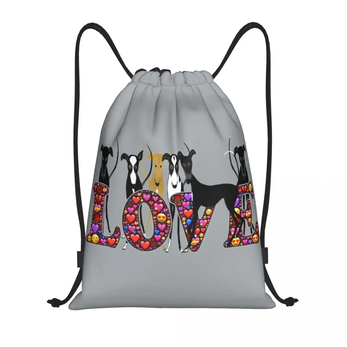 

Custom Love Hounds Drawstring Bag Women Men Lightweight Greyhound Whippet Sighthound Dog Sports Gym Storage Backpack