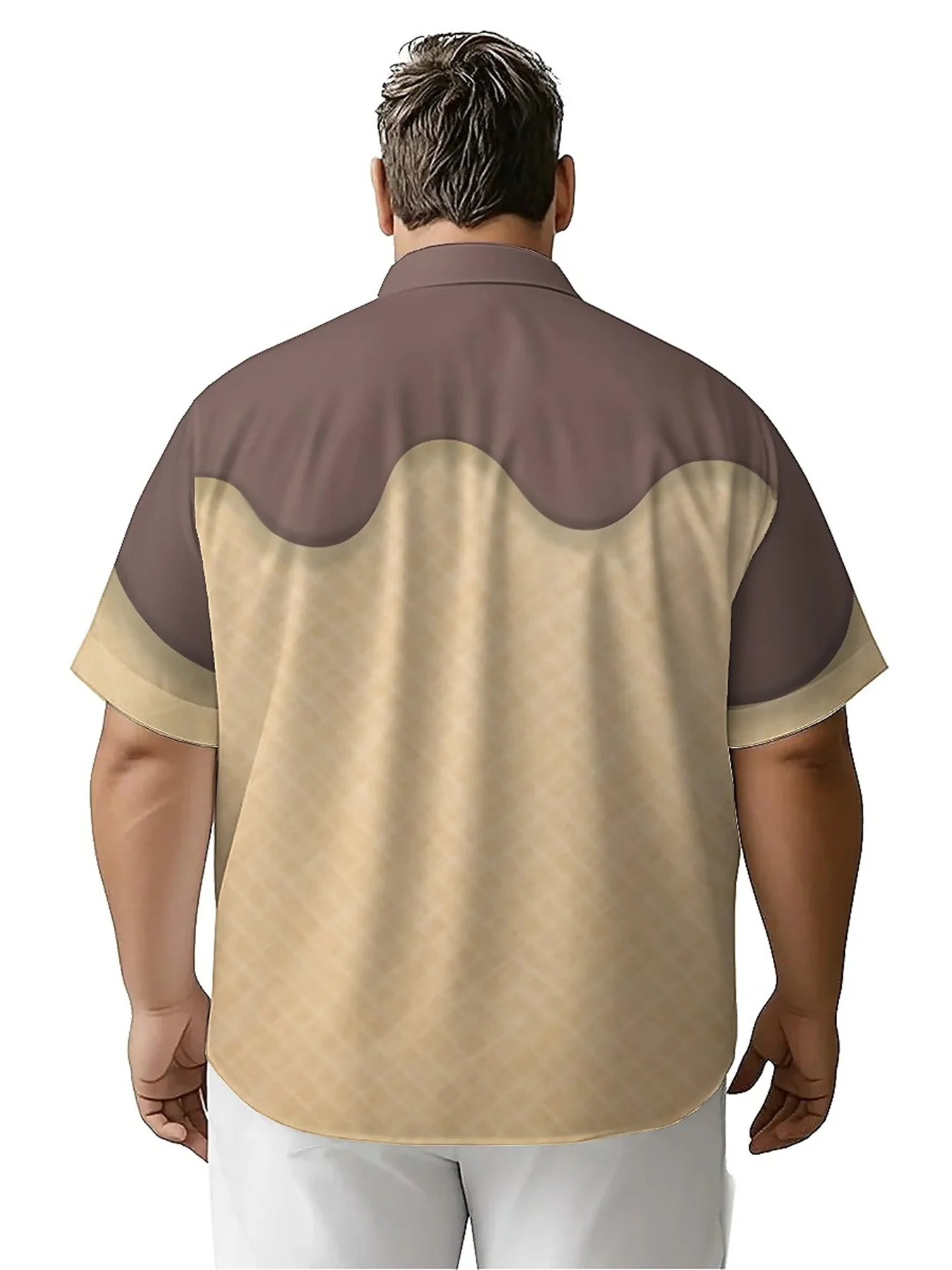 Men's Plus Size Hawaiian Shirts Sweet Chocolate Wafer pattern, Summer Casual Tops, Suitable for Outdoor and Party, Streetwear