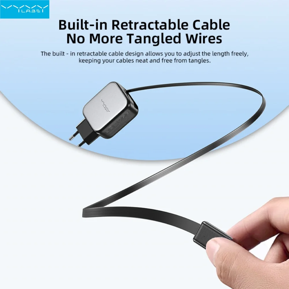 Vyvylabs PD 30W Fast Charging Charger for iPhone 17 16 Pro Max PD Retractable Cable Quick Charging Adapter for iPhone Huawei