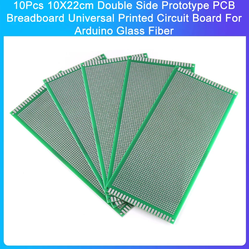 Double Side Prototype PCB Breadboard, Placa de Circuito Impresso Universal para Arduino, Fibra de Vidro, 10PCs, 10PCs