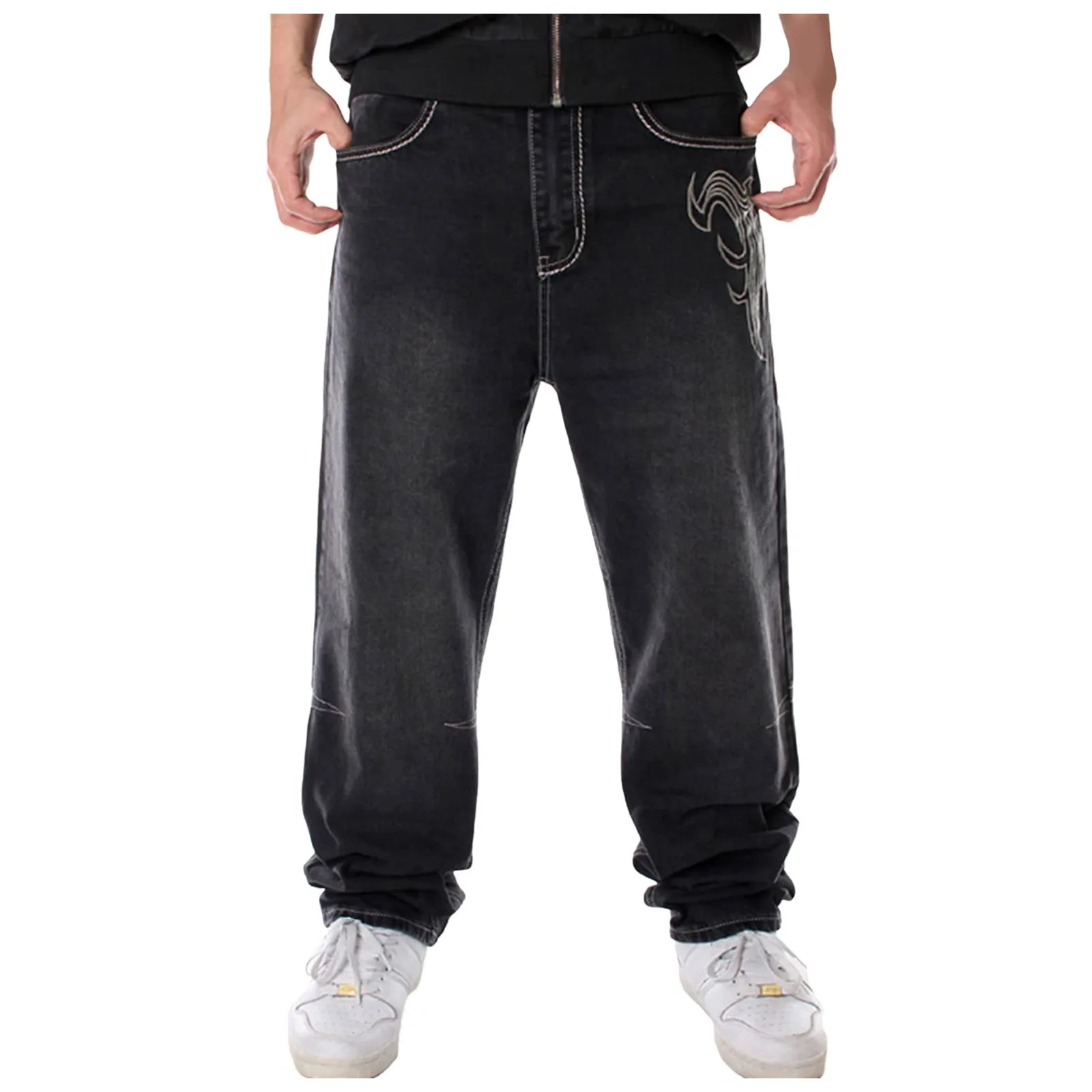 Male Street Dance Skateboard Pants Street Loose Hip Hop Jeans Purse Sleepers