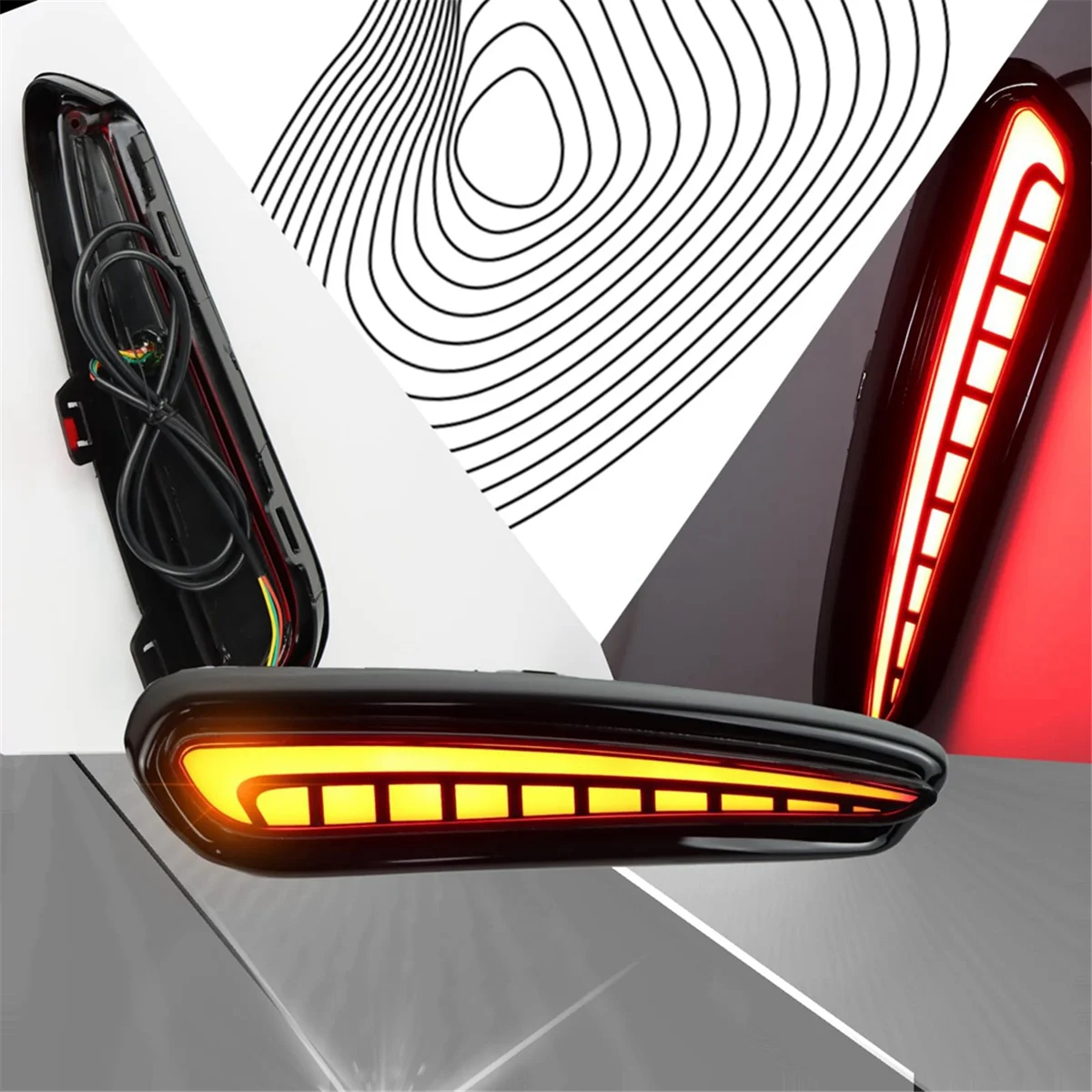 

TRO-AFor Honda Civic Type R 2023 2024 3 in 1 Rear Bumper Reflector Brake Light Turn Signal Lamp DRL Tail Lights