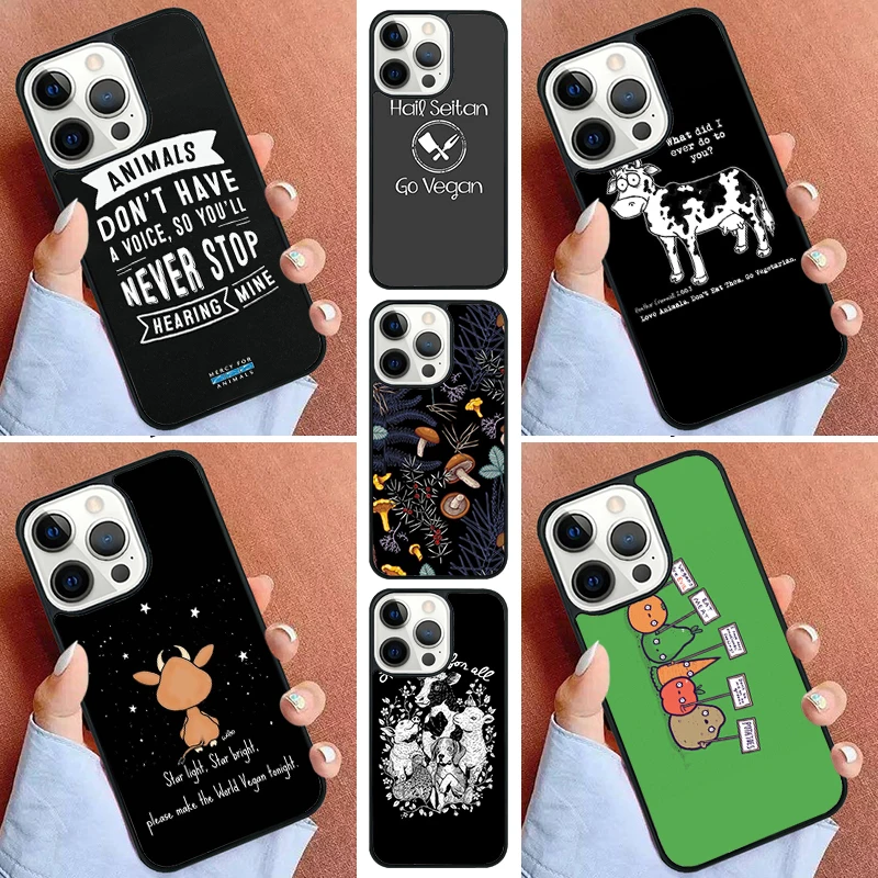 Go Vegan Food Vegetarians VEGGIE Phone Case For iPhone 16 15 14 Pro Max 11 13 12 Mini Max SE 2020 6S 7 8 Plus Cover Capa