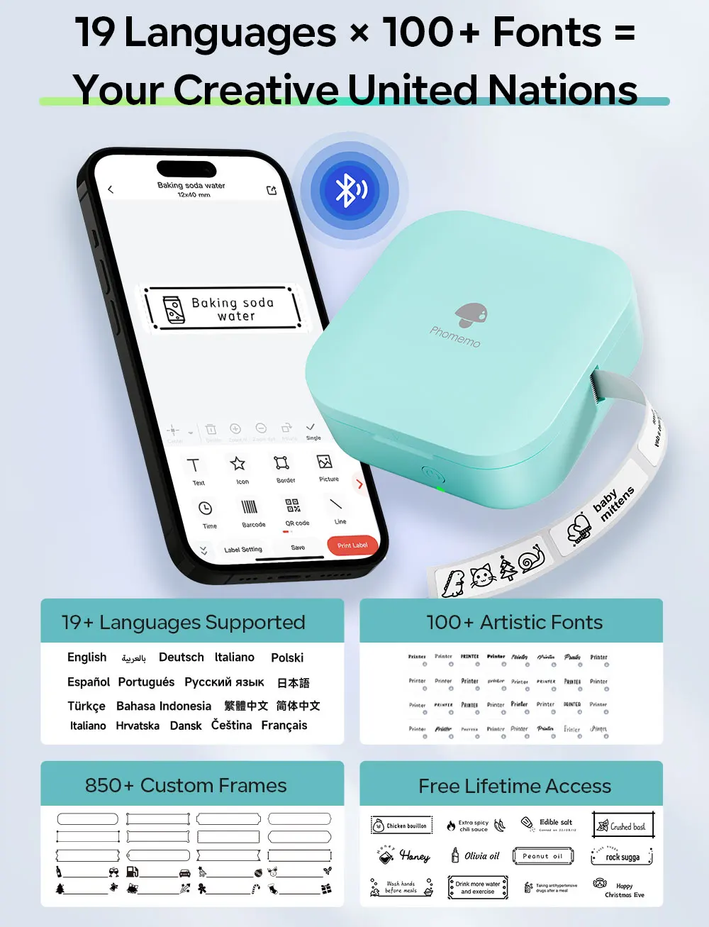 Phomemo Q30 Bluetooth-Thermoetikettendrucker, Taschenaufkleberhersteller für Datums-/DIY-Etiketten, iOS Android Wireless-Drucker, Multi-Paper – Detail 3